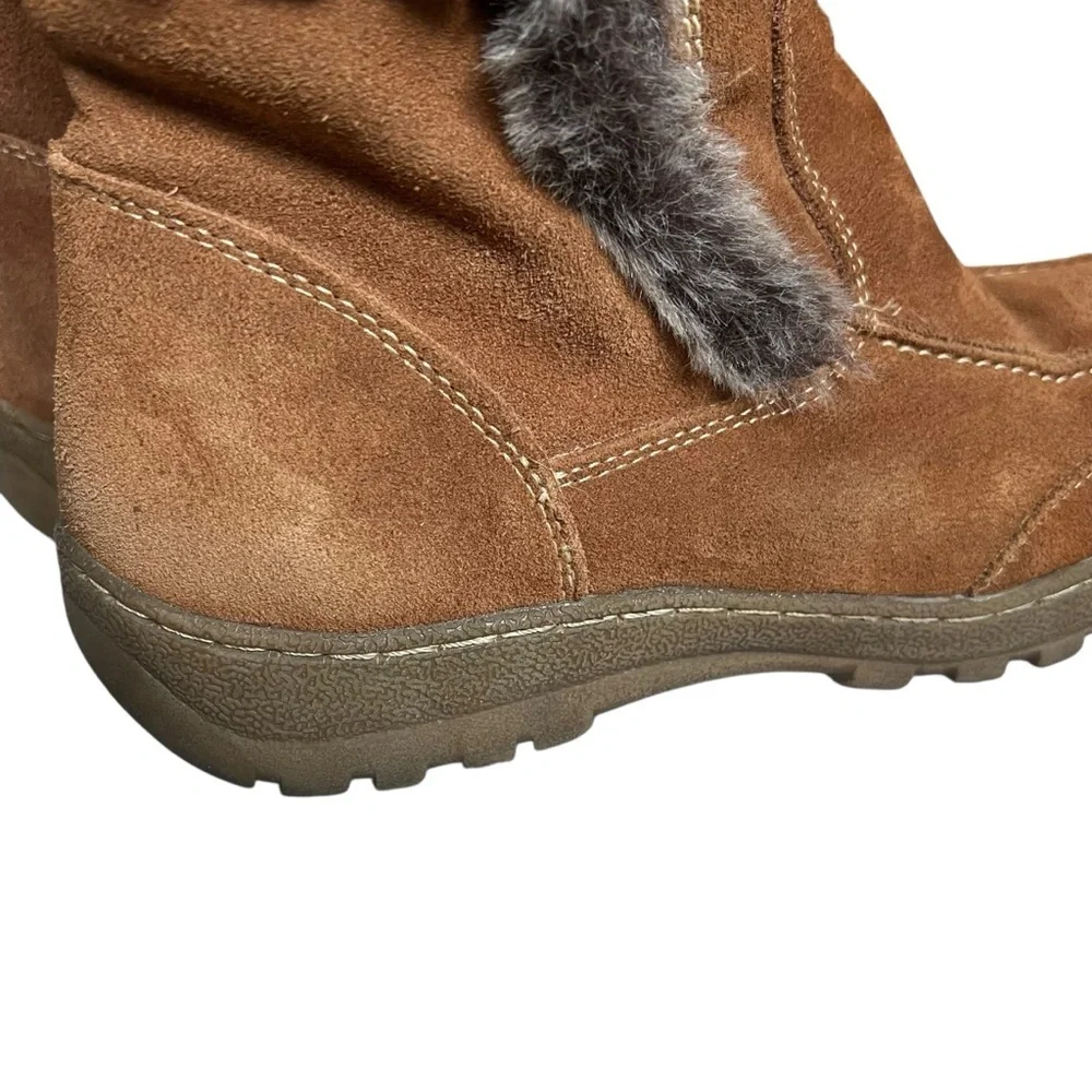 Spring Step Leather Tan Fur-Trimmed Winter Boots EUC 37
